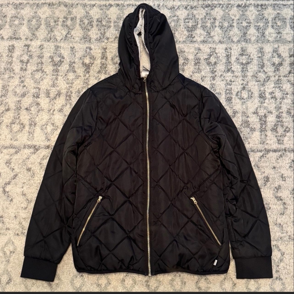 Avalanche Black Quilted Puffer Jacket with Hood